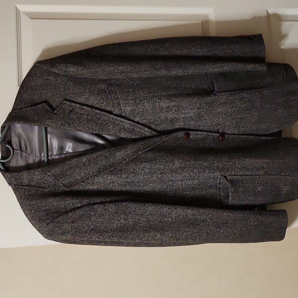 Men's tweed wool button blazer